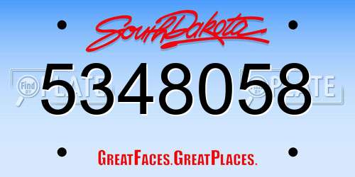 5348058 South Dakota License Plate