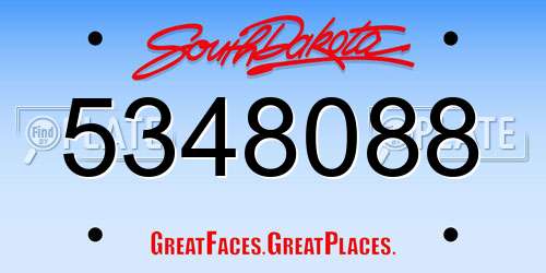 5348088 South Dakota License Plate
