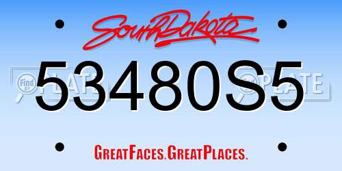 53480S5 South Dakota License Plate