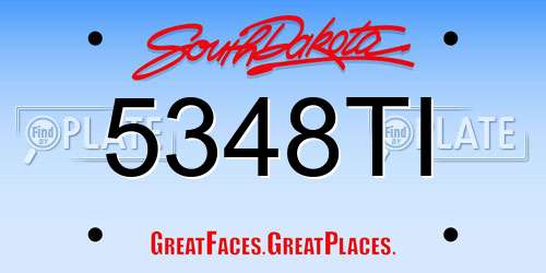 5348TI South Dakota License Plate