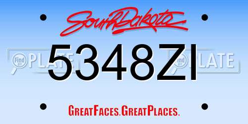 5348ZI South Dakota License Plate