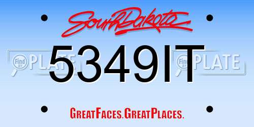 5349IT South Dakota License Plate