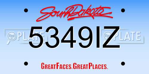 5349IZ South Dakota License Plate