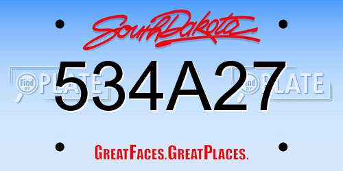534A27 South Dakota License Plate