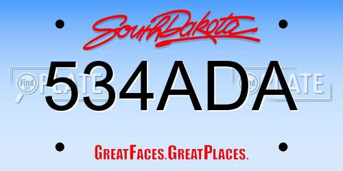 534ADA South Dakota License Plate