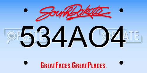 534AO4 South Dakota License Plate