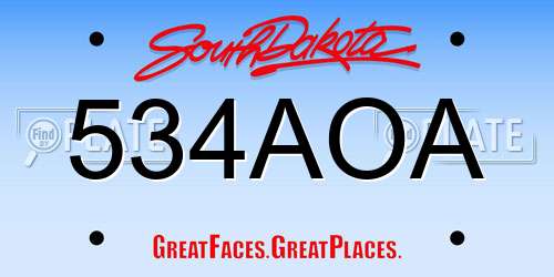 534AOA South Dakota License Plate