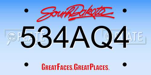 534AQ4 South Dakota License Plate