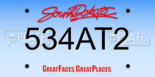 534AT2 South Dakota License Plate