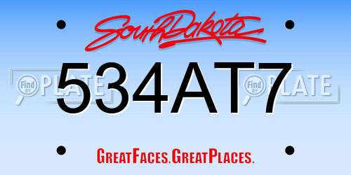 534AT7 South Dakota License Plate