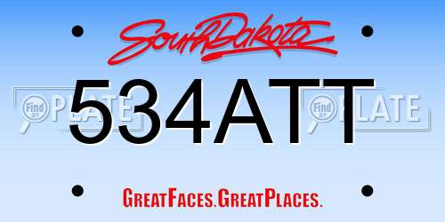 534ATT South Dakota License Plate