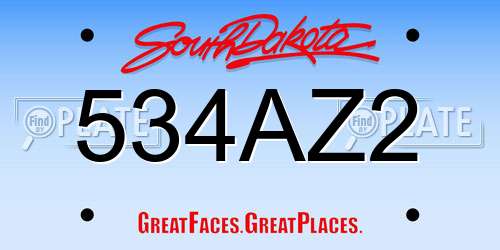 534AZ2 South Dakota License Plate