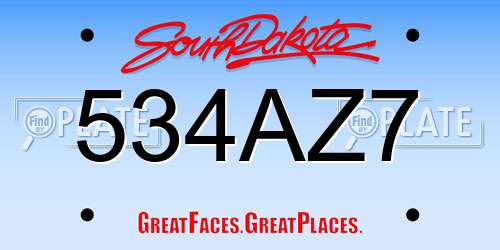 534AZ7 South Dakota License Plate