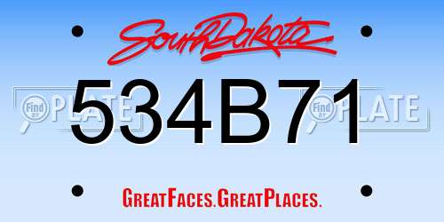 534B71 South Dakota License Plate
