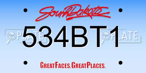 534BT1 South Dakota License Plate