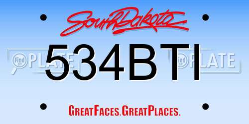534BTI South Dakota License Plate