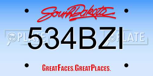 534BZI South Dakota License Plate