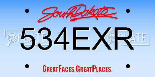 534EXR South Dakota License Plate