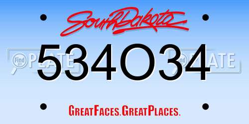 534O34 South Dakota License Plate