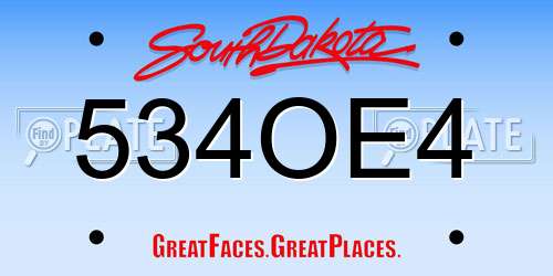 534OE4 South Dakota License Plate