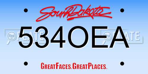 534OEA South Dakota License Plate