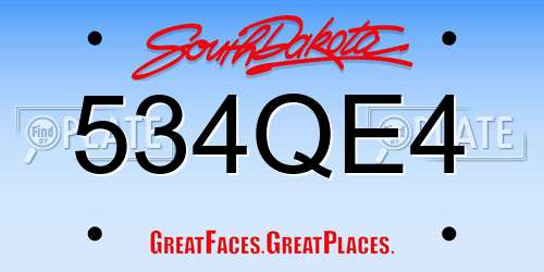 534QE4 South Dakota License Plate