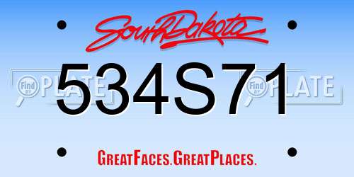 534S71 South Dakota License Plate