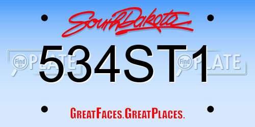 534ST1 South Dakota License Plate