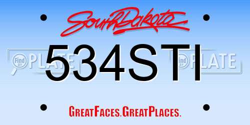534STI South Dakota License Plate