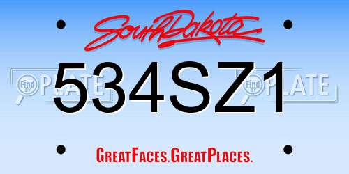 534SZ1 South Dakota License Plate