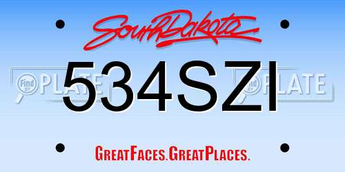 534SZI South Dakota License Plate
