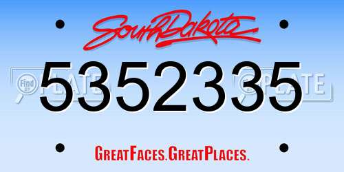 5352335 South Dakota License Plate