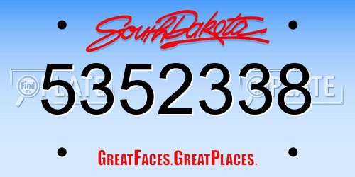5352338 South Dakota License Plate