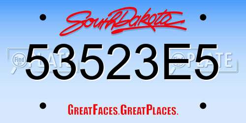 53523E5 South Dakota License Plate