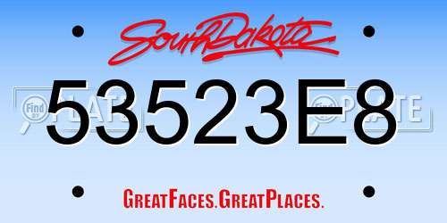53523E8 South Dakota License Plate