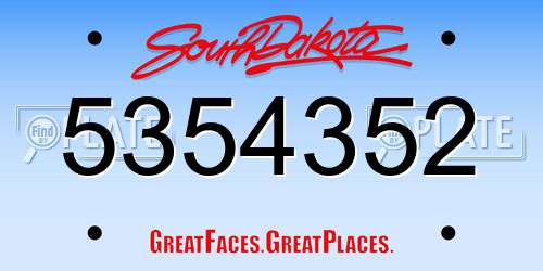 5354352 South Dakota License Plate