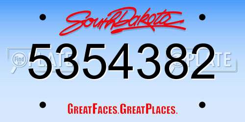 5354382 South Dakota License Plate