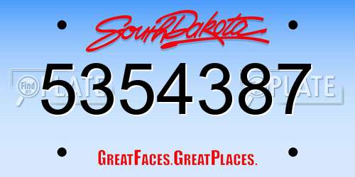 5354387 South Dakota License Plate