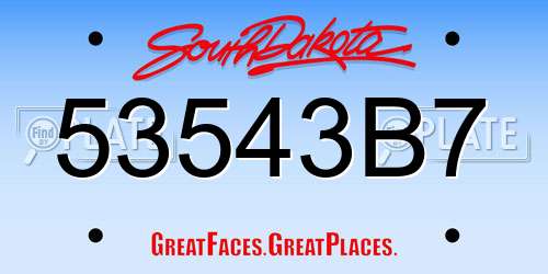 53543B7 South Dakota License Plate