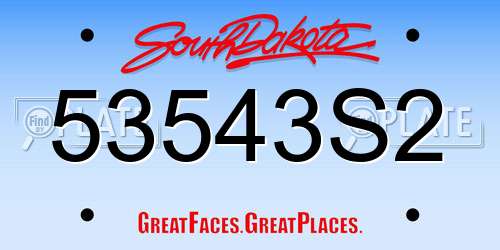 53543S2 South Dakota License Plate
