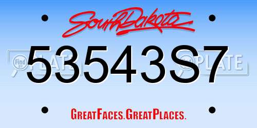 53543S7 South Dakota License Plate