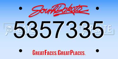5357335 South Dakota License Plate