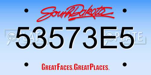 53573E5 South Dakota License Plate