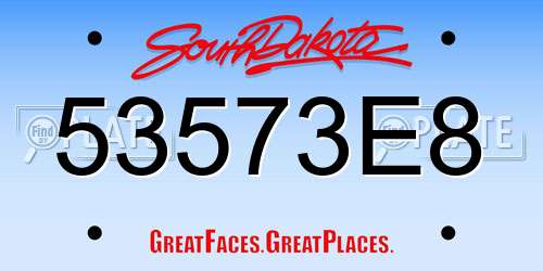 53573E8 South Dakota License Plate