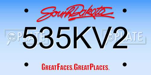 535KV2 South Dakota License Plate
