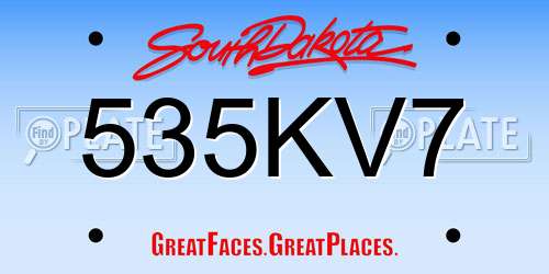 535KV7 South Dakota License Plate