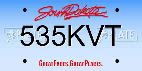 535KVT South Dakota License Plate