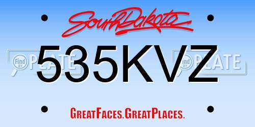 535KVZ South Dakota License Plate