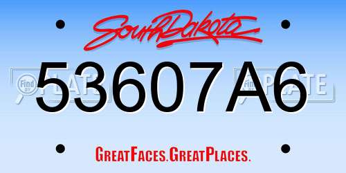 53607A6 South Dakota License Plate
