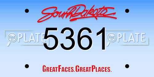 5361 South Dakota License Plate